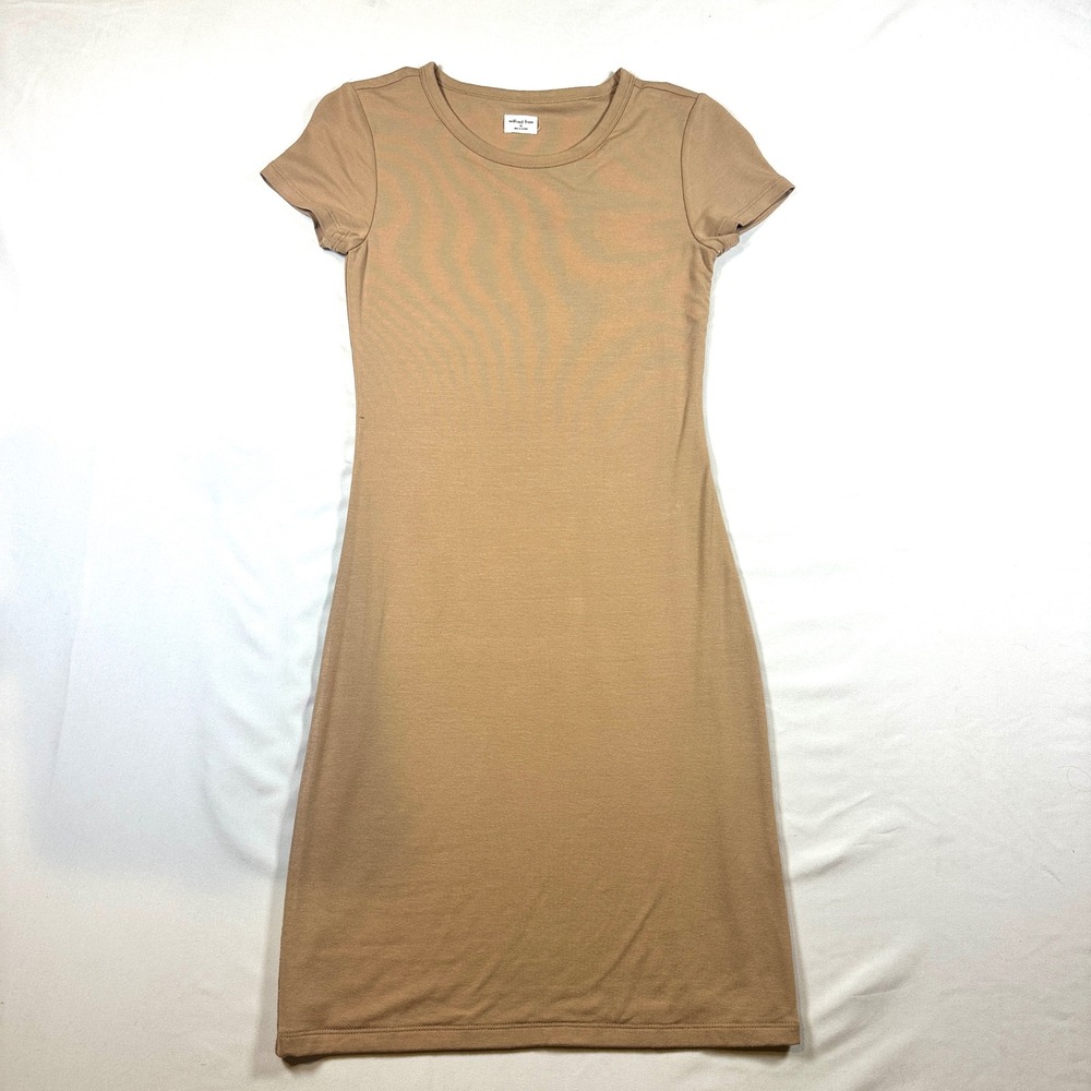 Wilfred Free‎ Aritzia Tan Beige Short Sleeve Bodycon Mini T-Shirt Dress XS